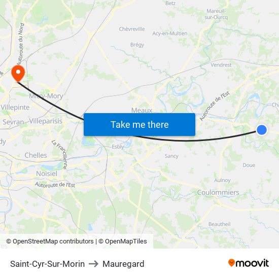 Saint-Cyr-Sur-Morin to Mauregard map