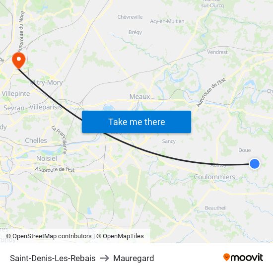 Saint-Denis-Les-Rebais to Mauregard map