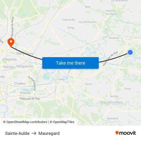 Sainte-Aulde to Mauregard map