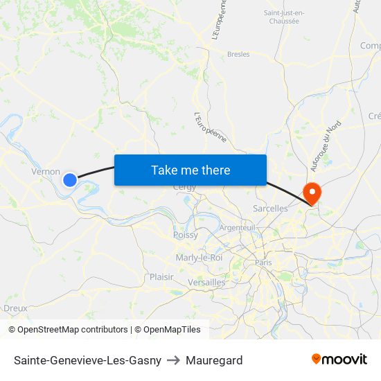Sainte-Genevieve-Les-Gasny to Mauregard map