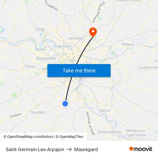 Saint-Germain-Les-Arpajon to Mauregard map