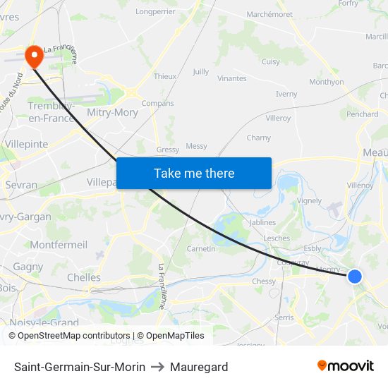 Saint-Germain-Sur-Morin to Mauregard map