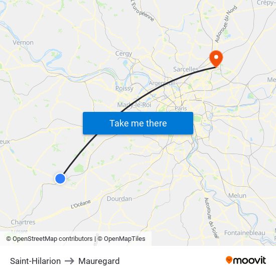Saint-Hilarion to Mauregard map