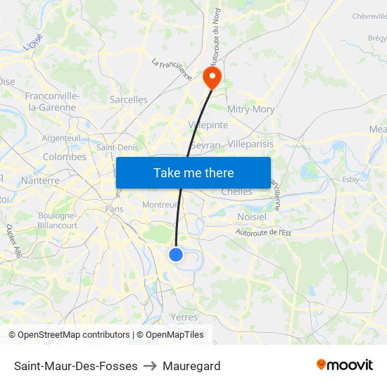 Saint-Maur-Des-Fosses to Mauregard map
