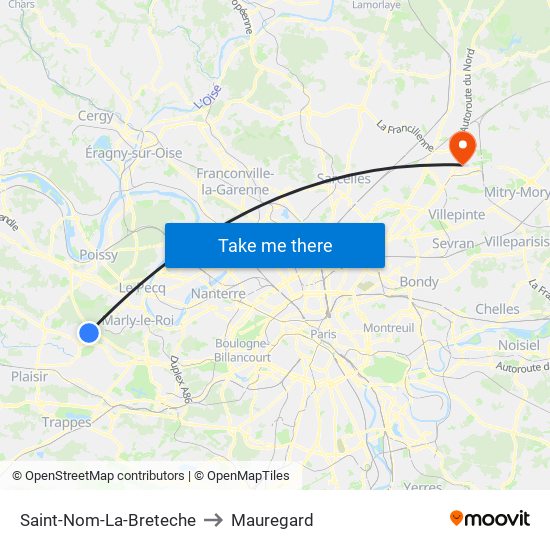Saint-Nom-La-Breteche to Mauregard map