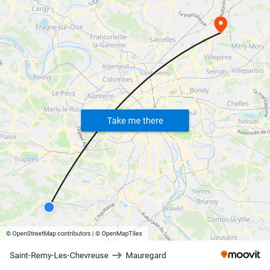 Saint-Remy-Les-Chevreuse to Mauregard map