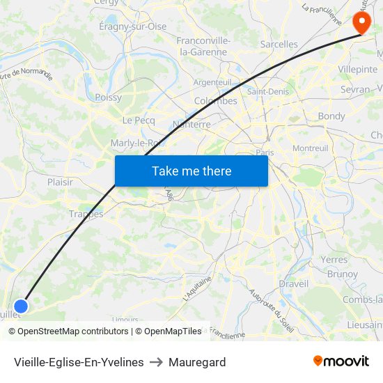 Vieille-Eglise-En-Yvelines to Mauregard map