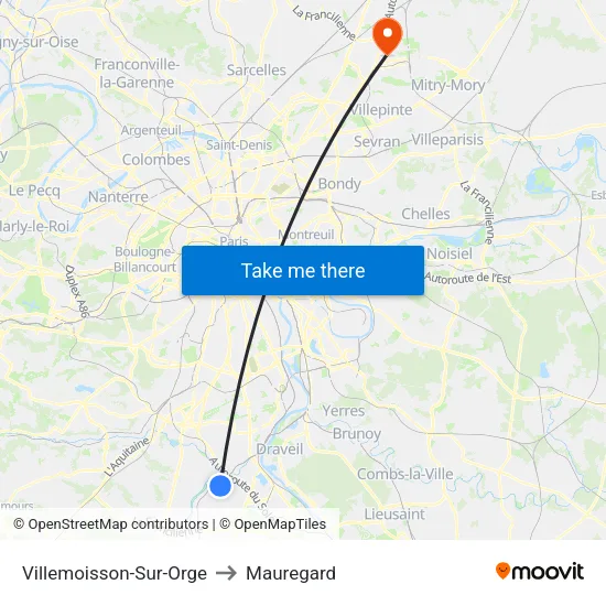Villemoisson-Sur-Orge to Mauregard map