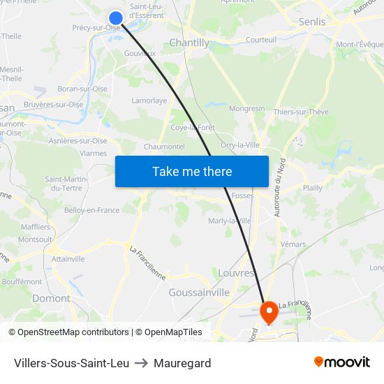 Villers-Sous-Saint-Leu to Mauregard map