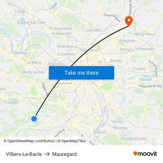 Villiers-Le-Bacle to Mauregard map