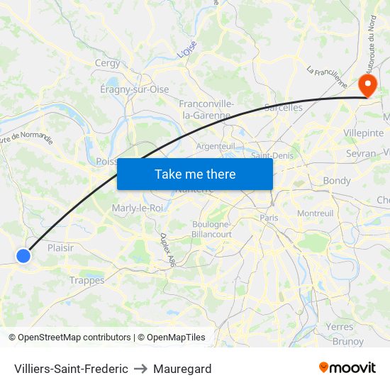 Villiers-Saint-Frederic to Mauregard map