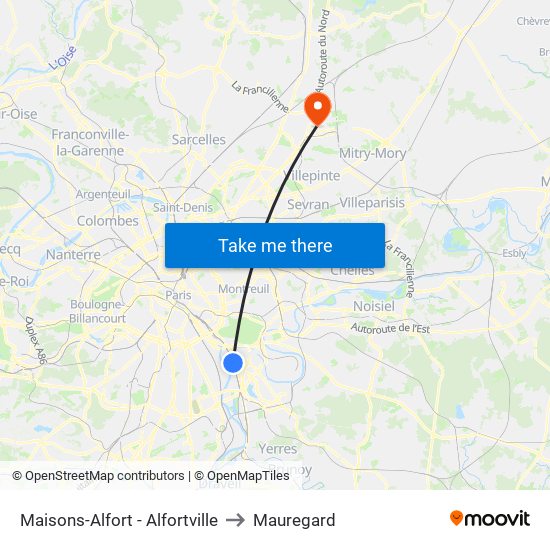 Maisons-Alfort - Alfortville to Mauregard map