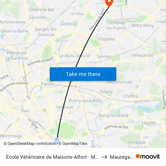 École Vétérinaire de Maisons-Alfort - Métro to Mauregard map