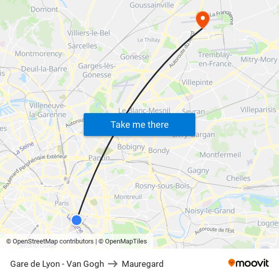 Gare de Lyon - Van Gogh to Mauregard map