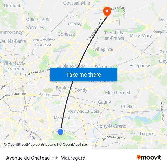 Avenue du Château to Mauregard map