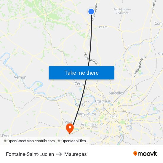 Fontaine-Saint-Lucien to Maurepas map