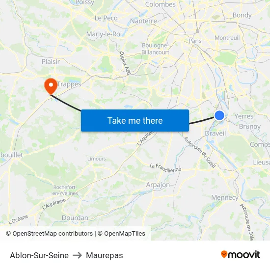 Ablon-Sur-Seine to Maurepas map