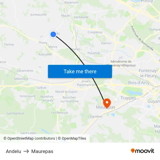 Andelu to Maurepas map