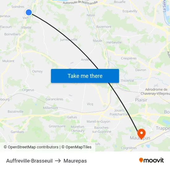 Auffreville-Brasseuil to Maurepas map