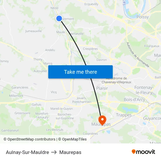 Aulnay-Sur-Mauldre to Maurepas map