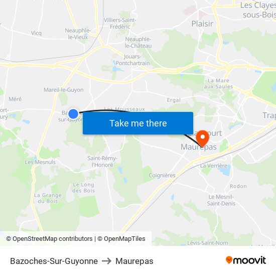 Bazoches-Sur-Guyonne to Maurepas map