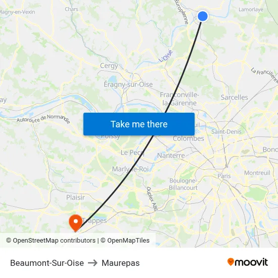 Beaumont-Sur-Oise to Maurepas map