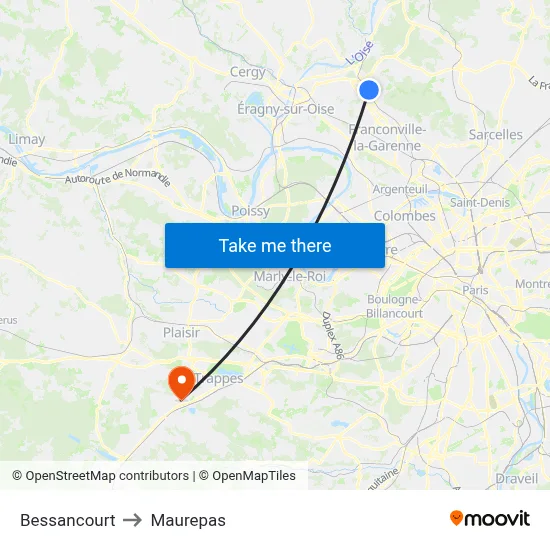 Bessancourt to Maurepas map