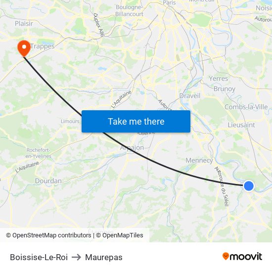 Boissise-Le-Roi to Maurepas map