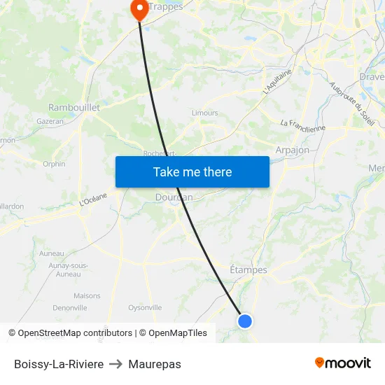 Boissy-La-Riviere to Maurepas map