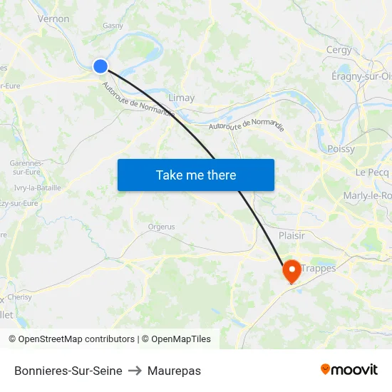 Bonnieres-Sur-Seine to Maurepas map