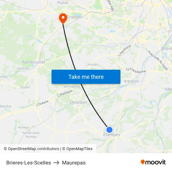 Brieres-Les-Scelles to Maurepas map