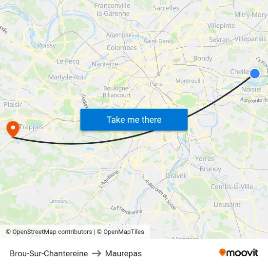 Brou-Sur-Chantereine to Maurepas map