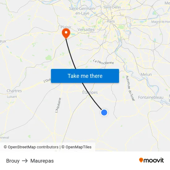 Brouy to Maurepas map
