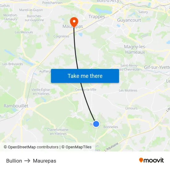 Bullion to Maurepas map