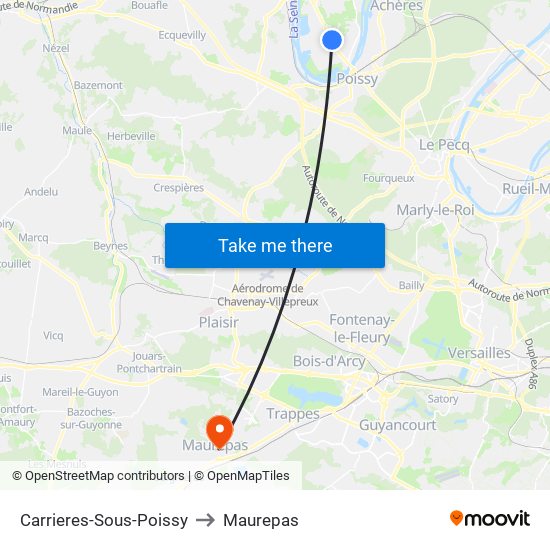 Carrieres-Sous-Poissy to Maurepas map