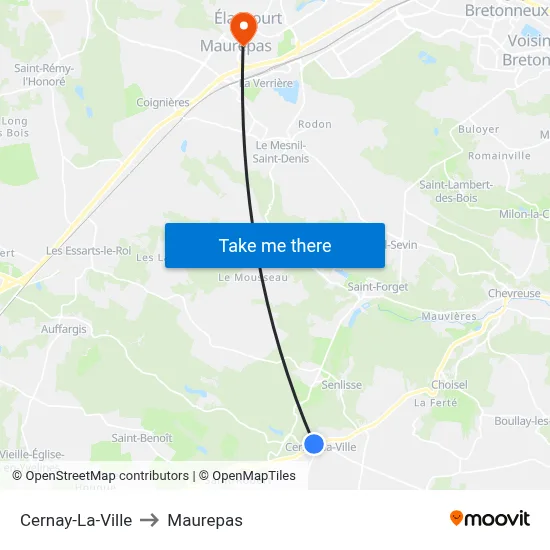 Cernay-La-Ville to Maurepas map