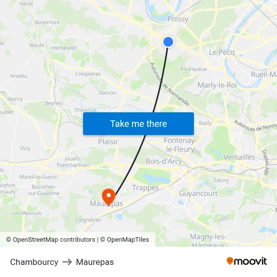 Chambourcy to Maurepas map