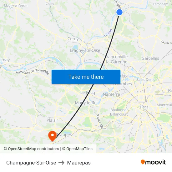 Champagne-Sur-Oise to Maurepas map