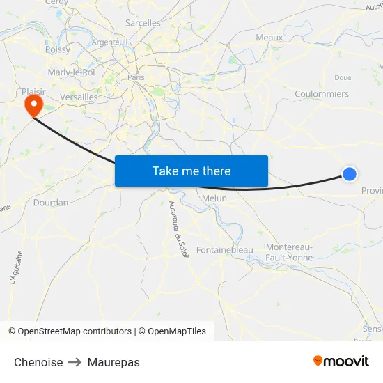 Chenoise to Maurepas map