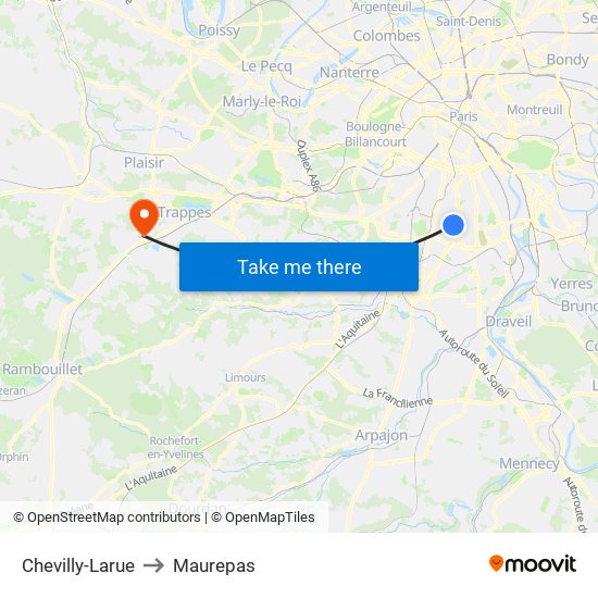 Chevilly-Larue to Maurepas map