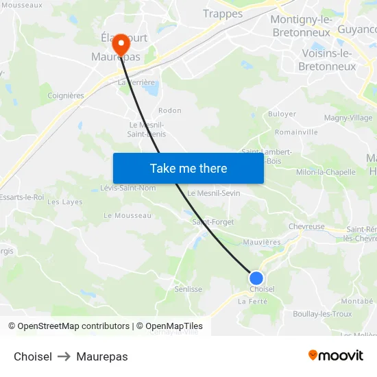 Choisel to Maurepas map