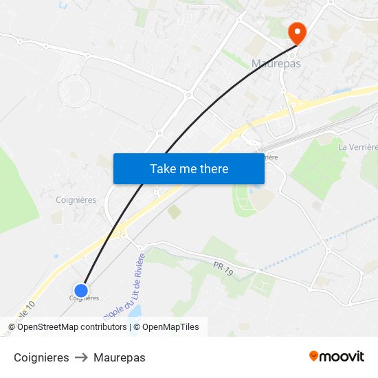 Coignieres to Maurepas map