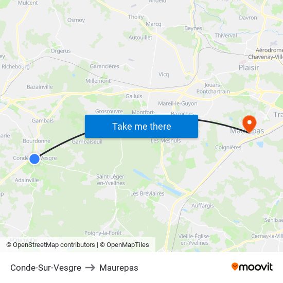 Conde-Sur-Vesgre to Maurepas map