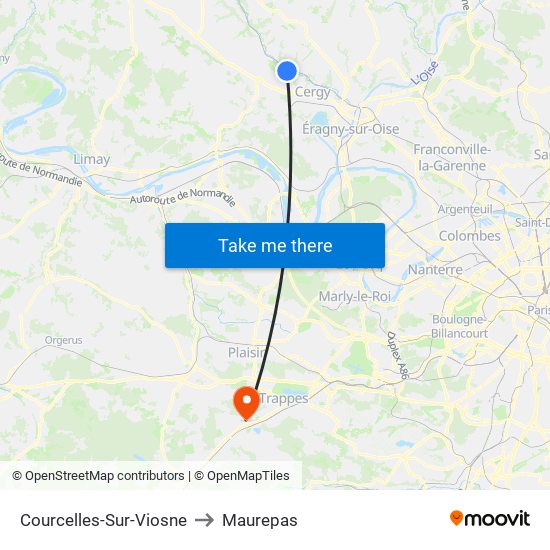 Courcelles-Sur-Viosne to Maurepas map