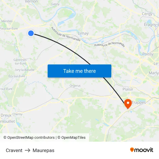 Cravent to Maurepas map