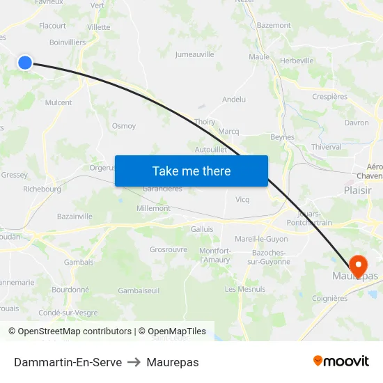 Dammartin-En-Serve to Maurepas map