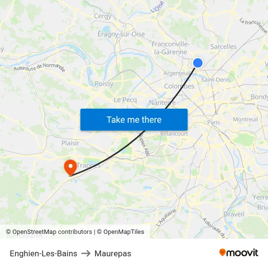 Enghien-Les-Bains to Maurepas map