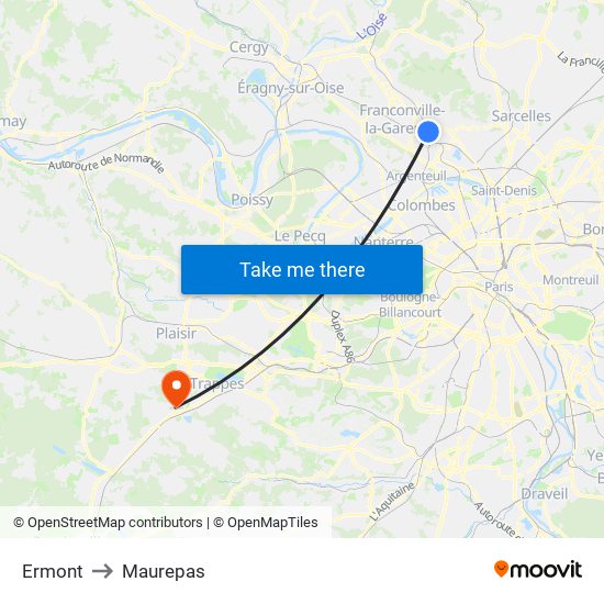 Ermont to Maurepas map