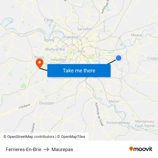 Ferrieres-En-Brie to Maurepas map