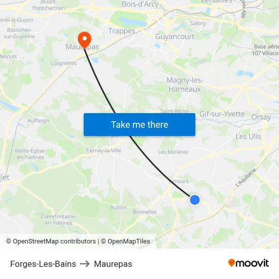 Forges-Les-Bains to Maurepas map
